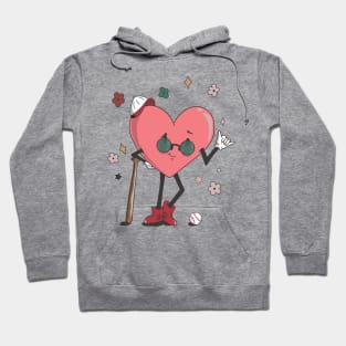 Baseball Heart Shirt, Retro Baseball Valentines Day Hoodie